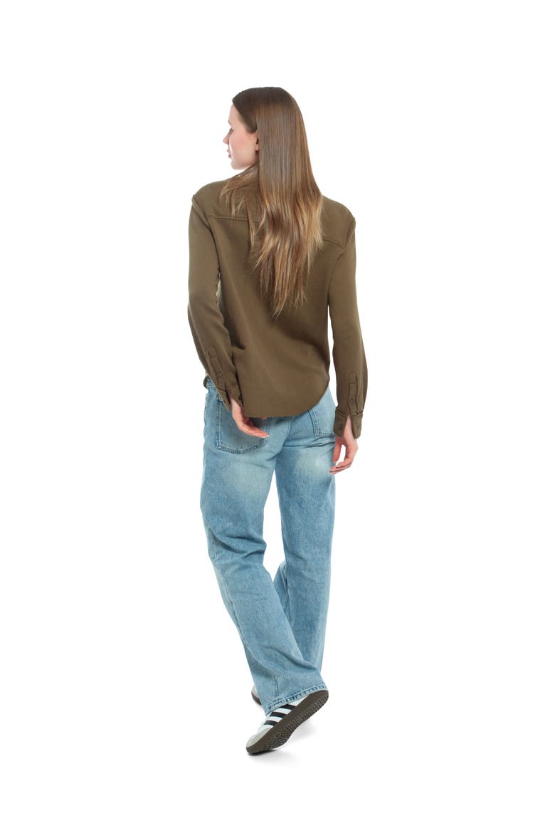 Button Front Sweatshirt, Alternate, color, Dark Fig