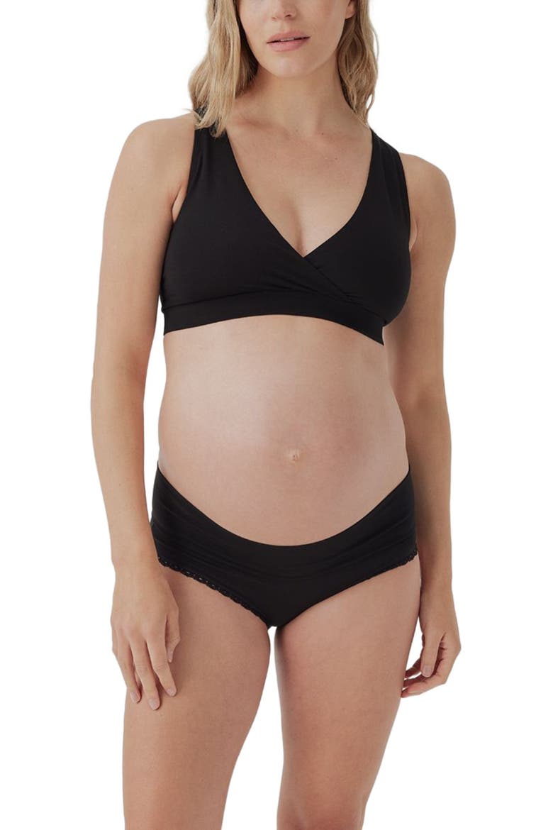 Organic Cotton Maternity Foldover Hipster 4-Pack, Main, color, Black