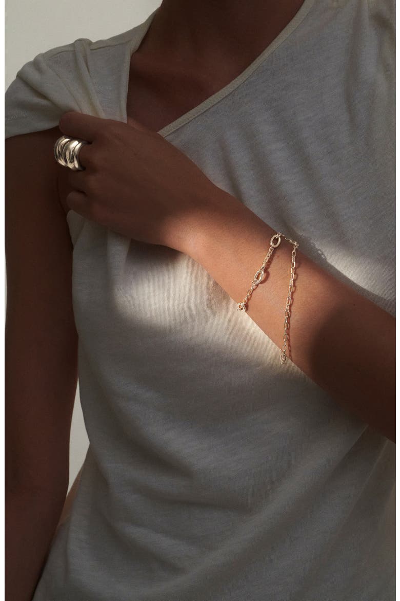 Dual Chain Bracelet, Alternate, color, SILVER