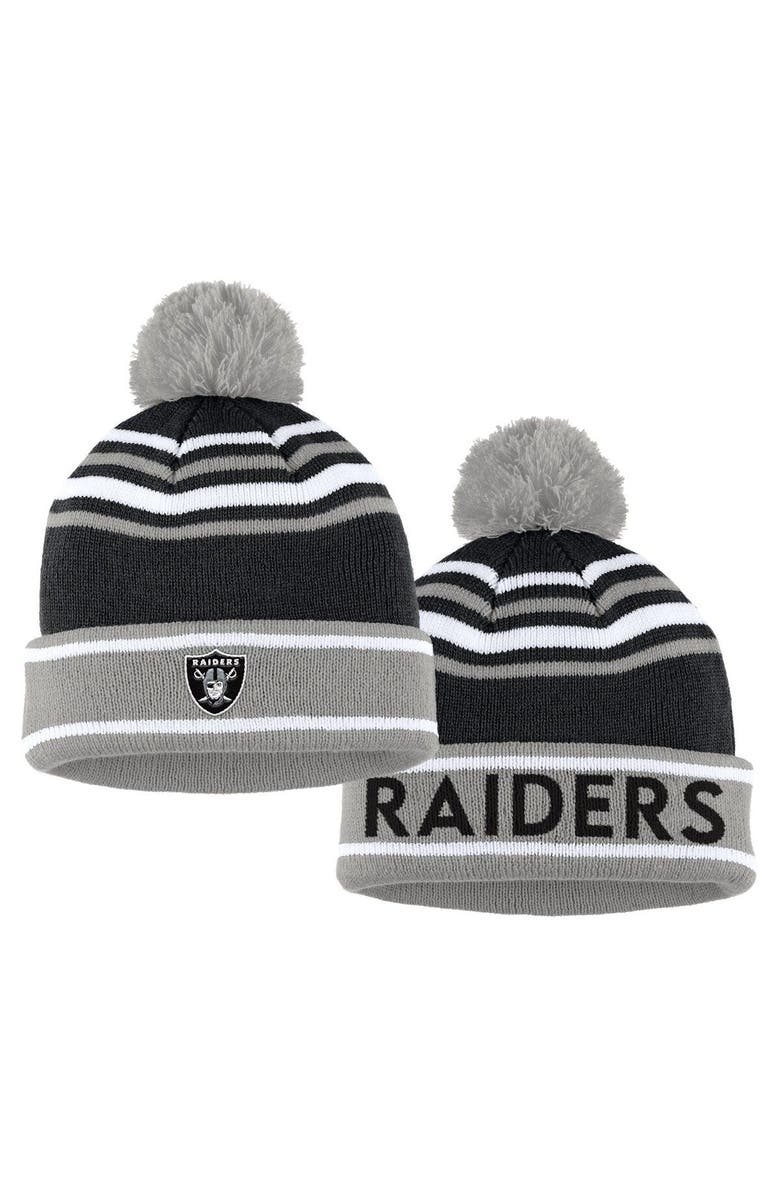 WEAR by Erin Andrews Women's WEAR by Erin Andrews Black Las Vegas Raiders Colorblock Cuffed Knit Hat with Pom and Scarf Set, Alternate, color, Black