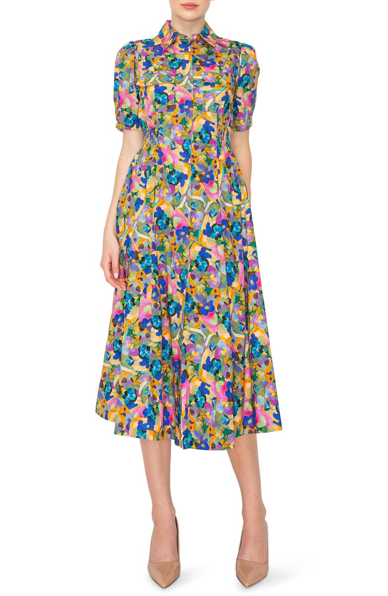 MELLODAY Puff Sleeve Shirtdress, Main, color,