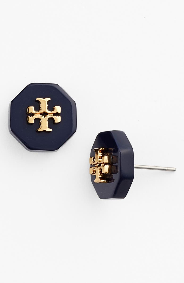 Tory Burch Logo Stud Earrings, Main, color, 