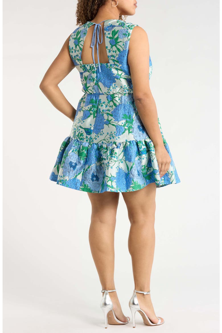 Willa Floral May Jacquard Tiered Mini Dress, Alternate, color, BLUE-WHTE