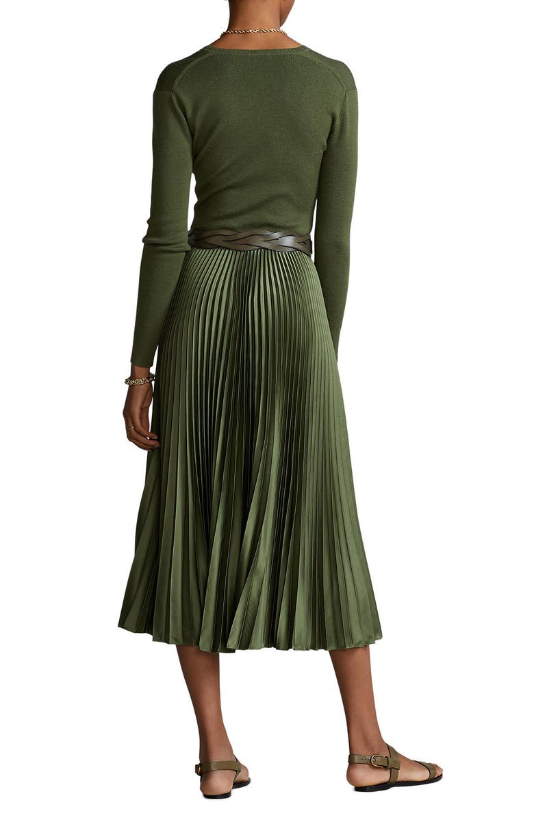 Polo Ralph Lauren Mixed Media Long Sleeve Fit & Flare Dress, Alternate, color, 