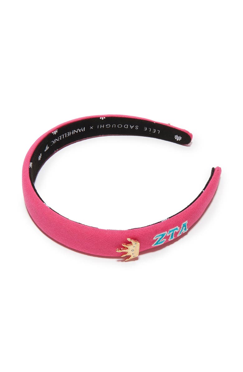 Lele Sadoughi Zeta Tau Alpha Charlotte Headband, Main, color, Bright Pink 650