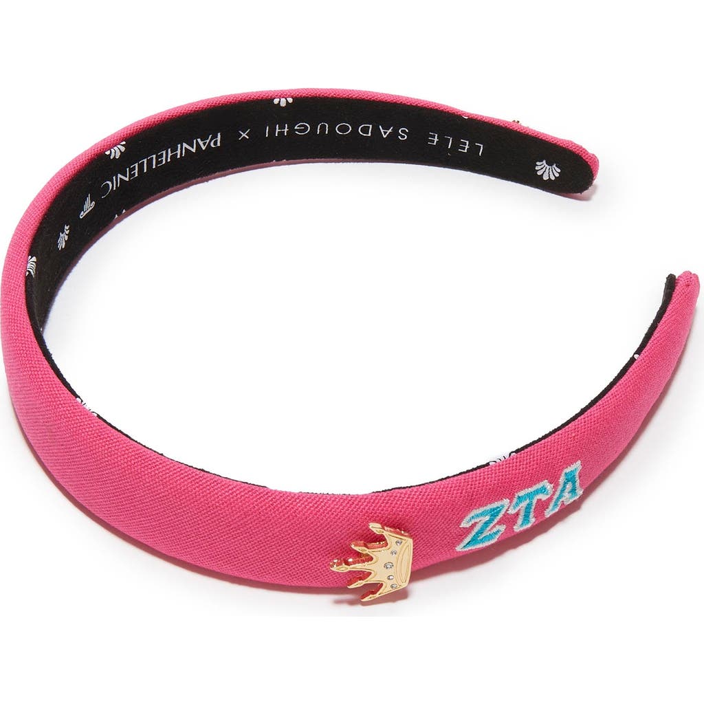 Lele Sadoughi Zeta Tau Alpha Charlotte Headband In Pink