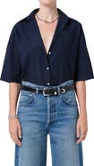 Citizens of Humanity Frances Cape Cotton Cropped Button-Up Shirt