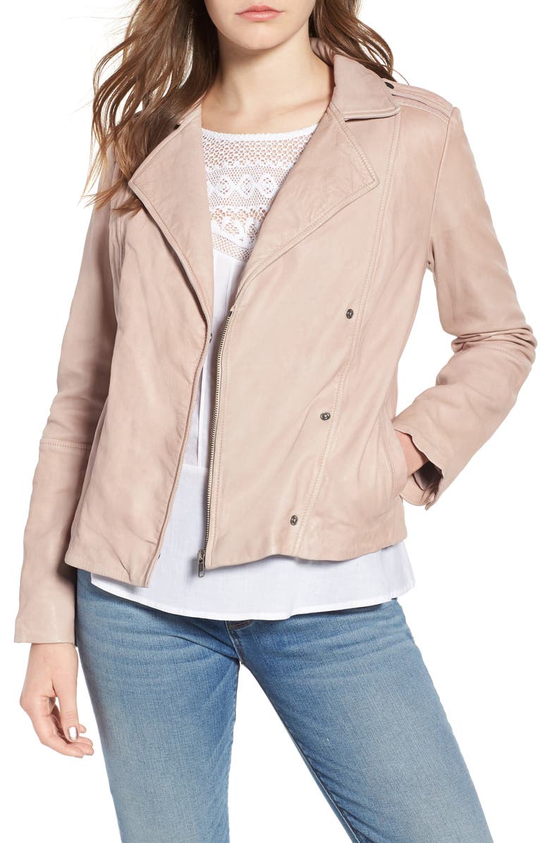 Hinge Feminine Leather Moto Jacket, Main, color, 