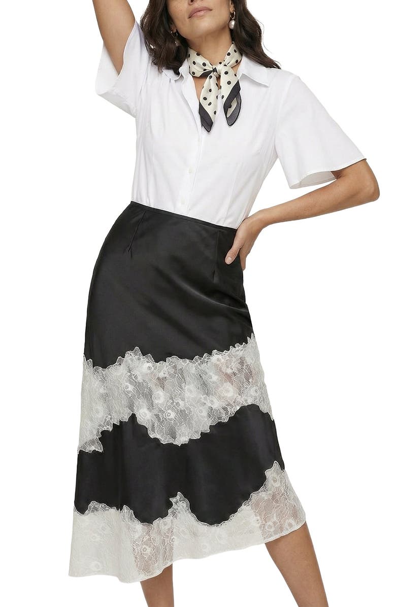 Lily and Lionel London Elenor Lace Insert Midi Skirt, Alternate, color,