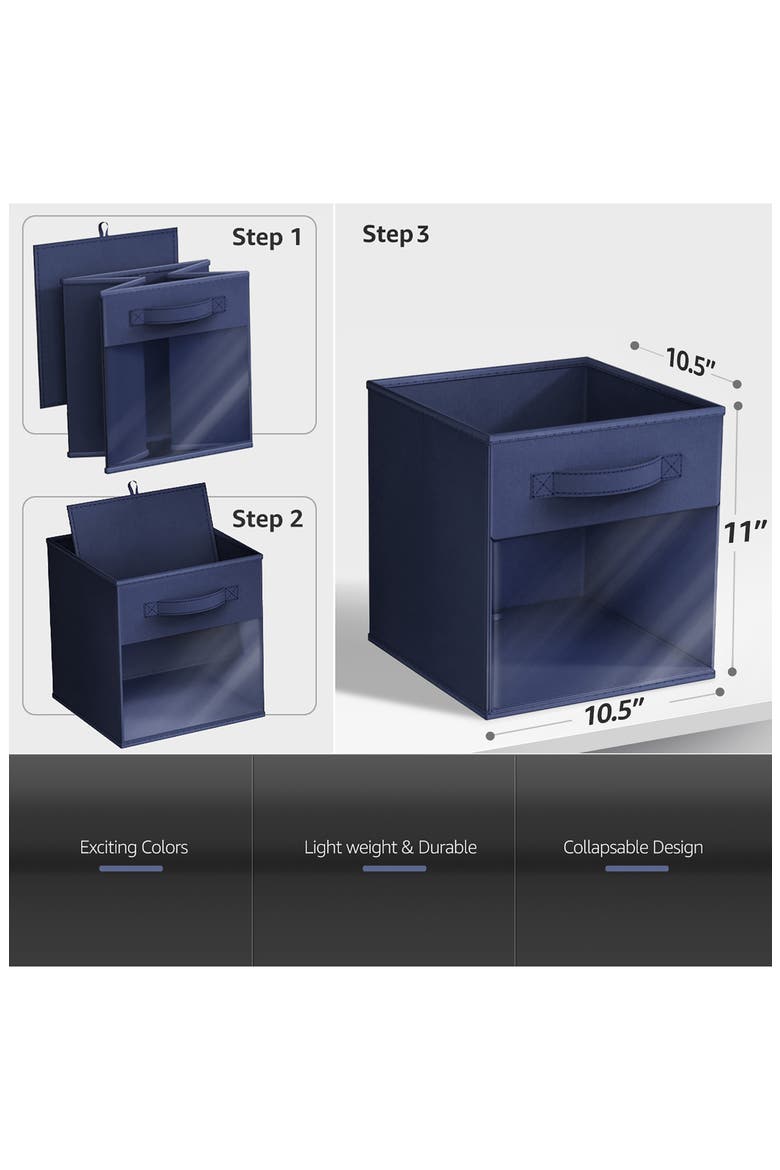 6-Pack Window Storage Cubes, Alternate, color, NAVY BLUE