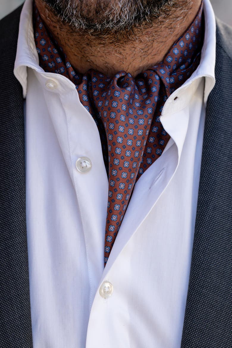 Navona - Silk Ascot Cravat Tie for Men, Alternate, color, Chocolate