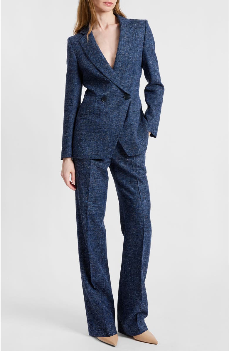 Santorelli Rowan Double Breasted Blazer in Modern Donegal Fabric, Alternate, color, Midnight