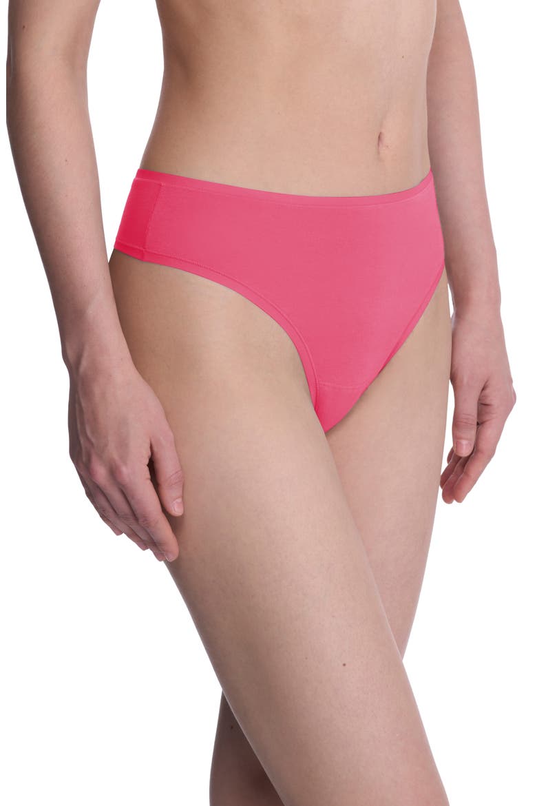 Bliss Bare Stretch Cotton Thong, Alternate, color, FUCHSIA RS