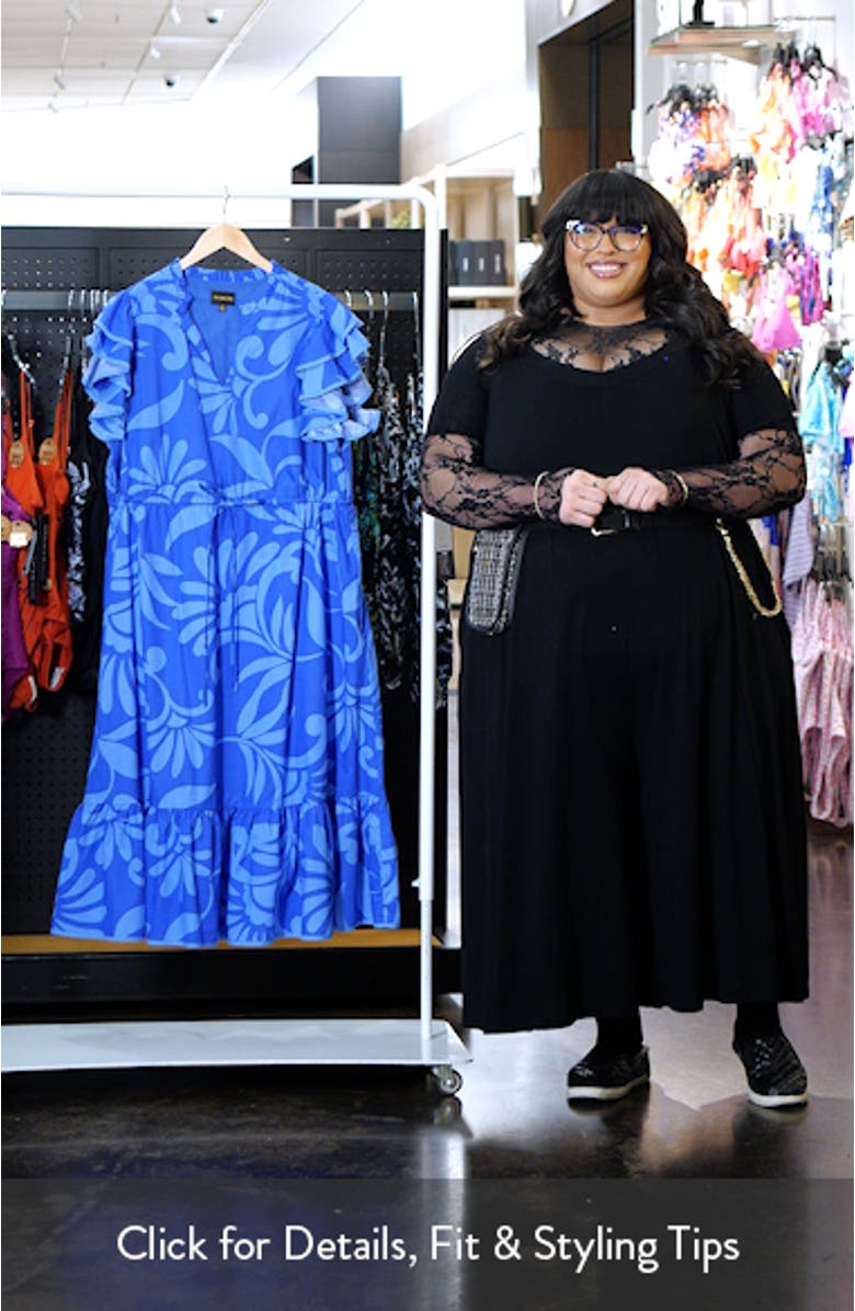 Emidora Floral Kiny Flutter Sleeve Cotton Midi Dress, sales video thumbnail