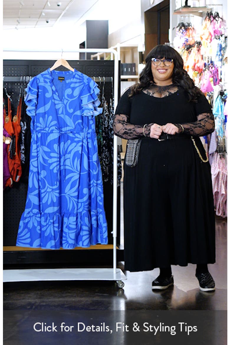 Emidora Floral Kiny Flutter Sleeve Cotton Midi Dress video