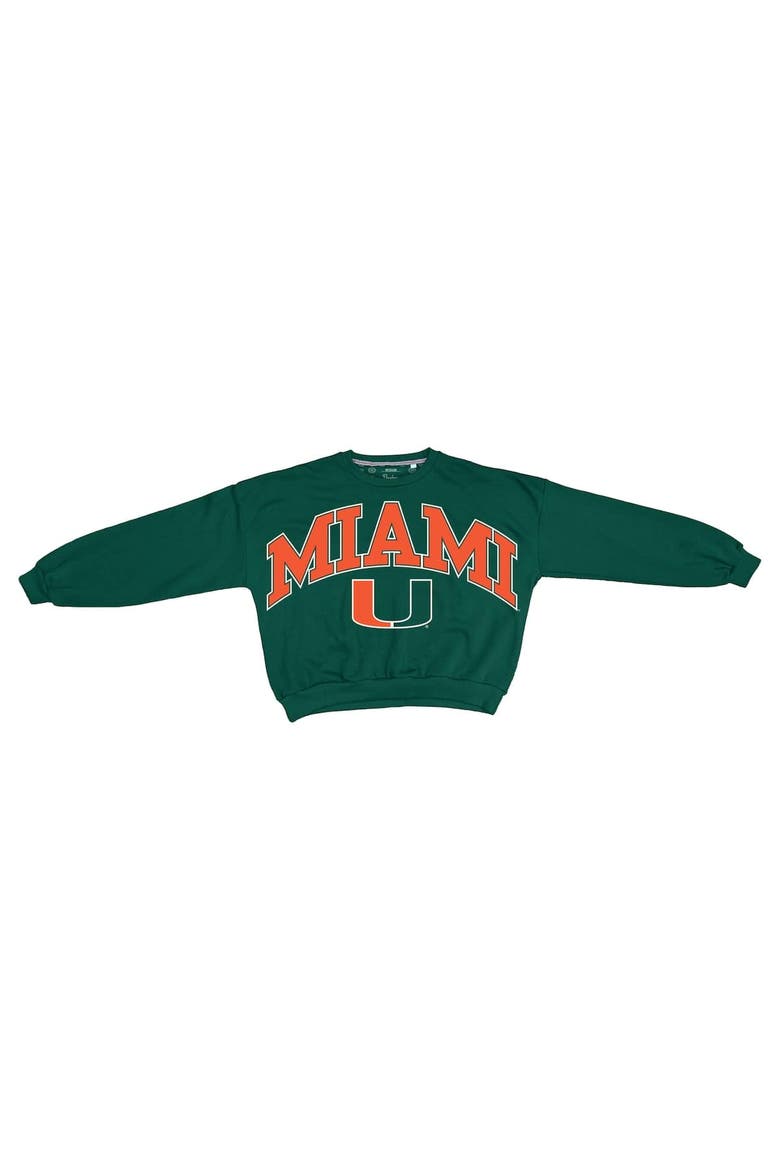 Women's Pressbox Green Miami Hurricanes Oversized Janice Waist-Length Sweatshirt, Alternate, color, Green