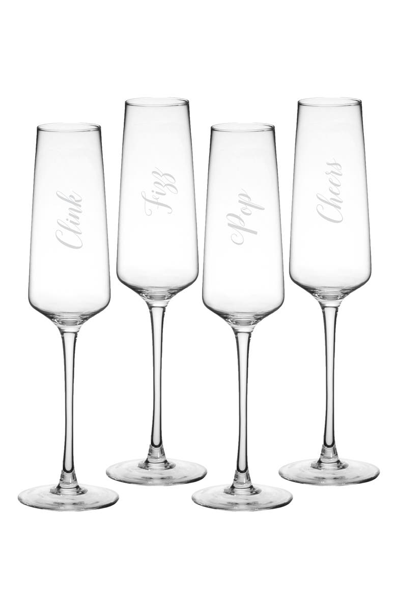 Cathy's Concepts Cheers Set of 4 Champagne Flutes, Main, color,