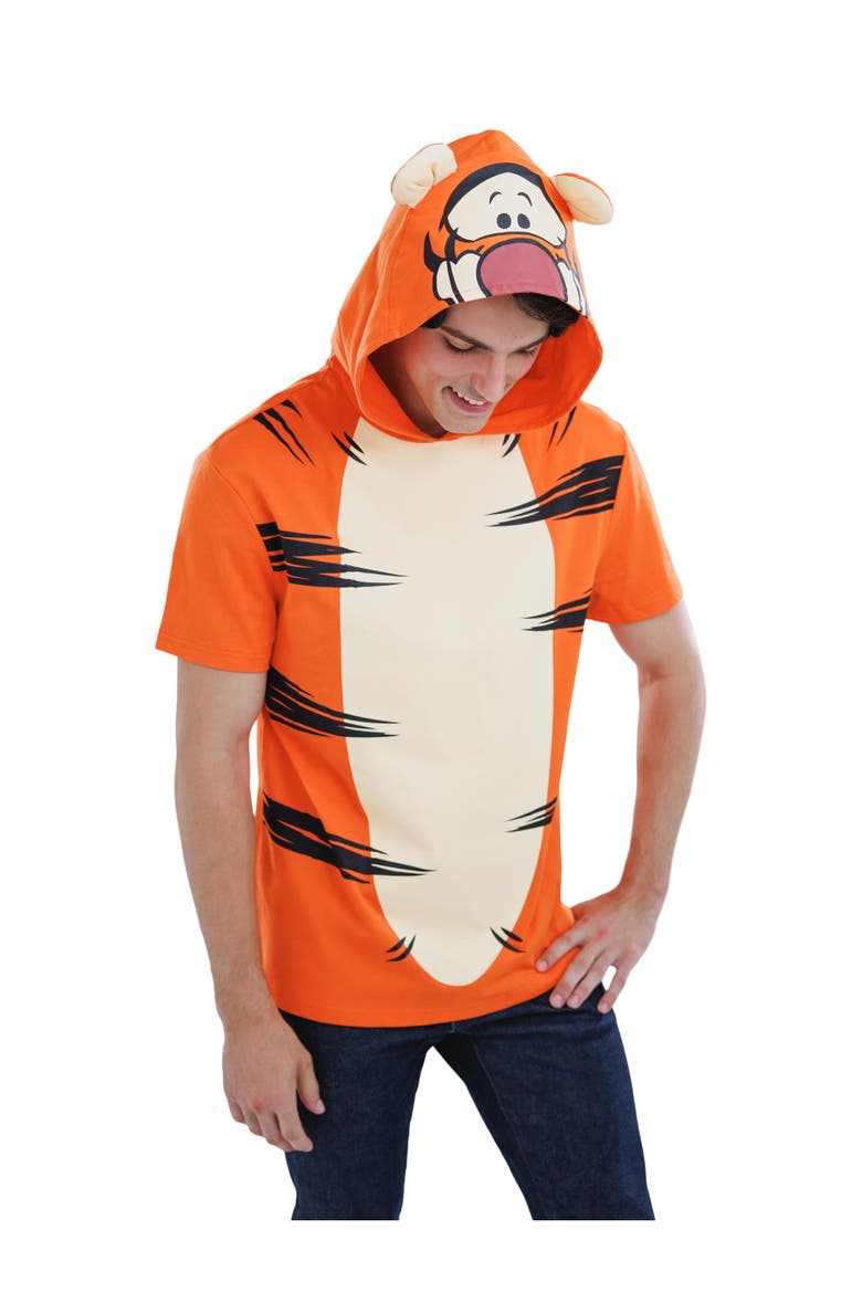 Winnie The Pooh Short Sleeve Hooded T-shirt, Alternate, color, Tigger Striped Orange