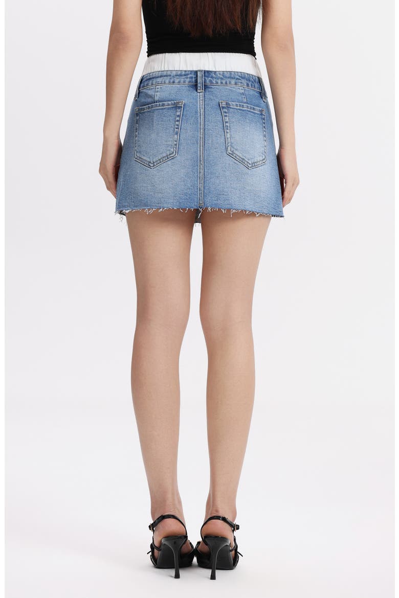 High Waist Denim Miniskirt, Alternate, color, MEDIUM BLUE