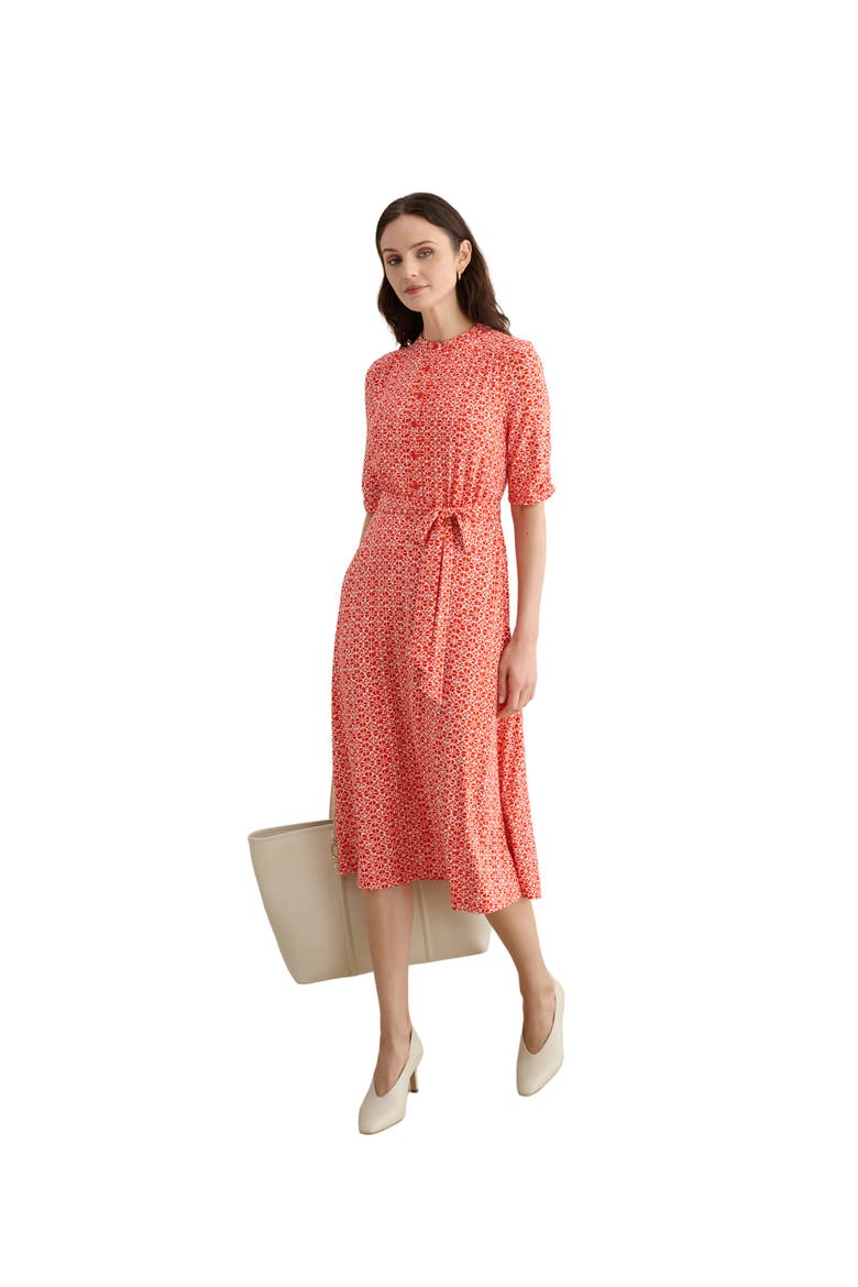 Cathy 3/4 Sleeve Jersey Midi Dress, Main, color, Red Ivory
