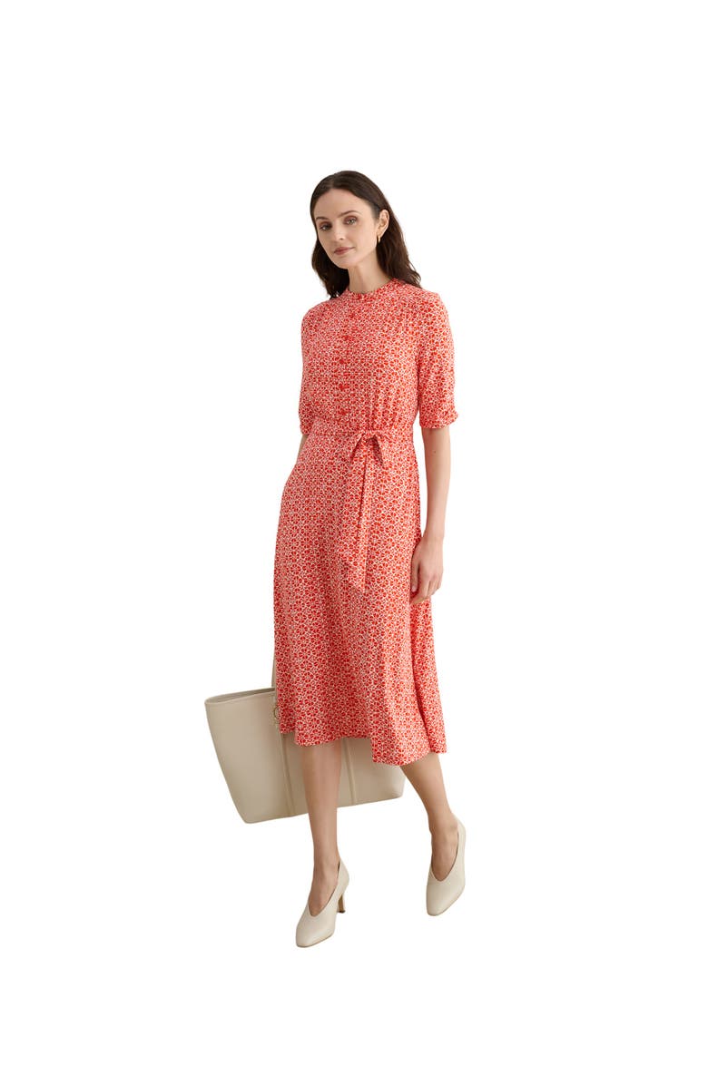 HOBBS LONDON Cathy 3/4 Sleeve Jersey Midi Dress, Main, color, Red Ivory