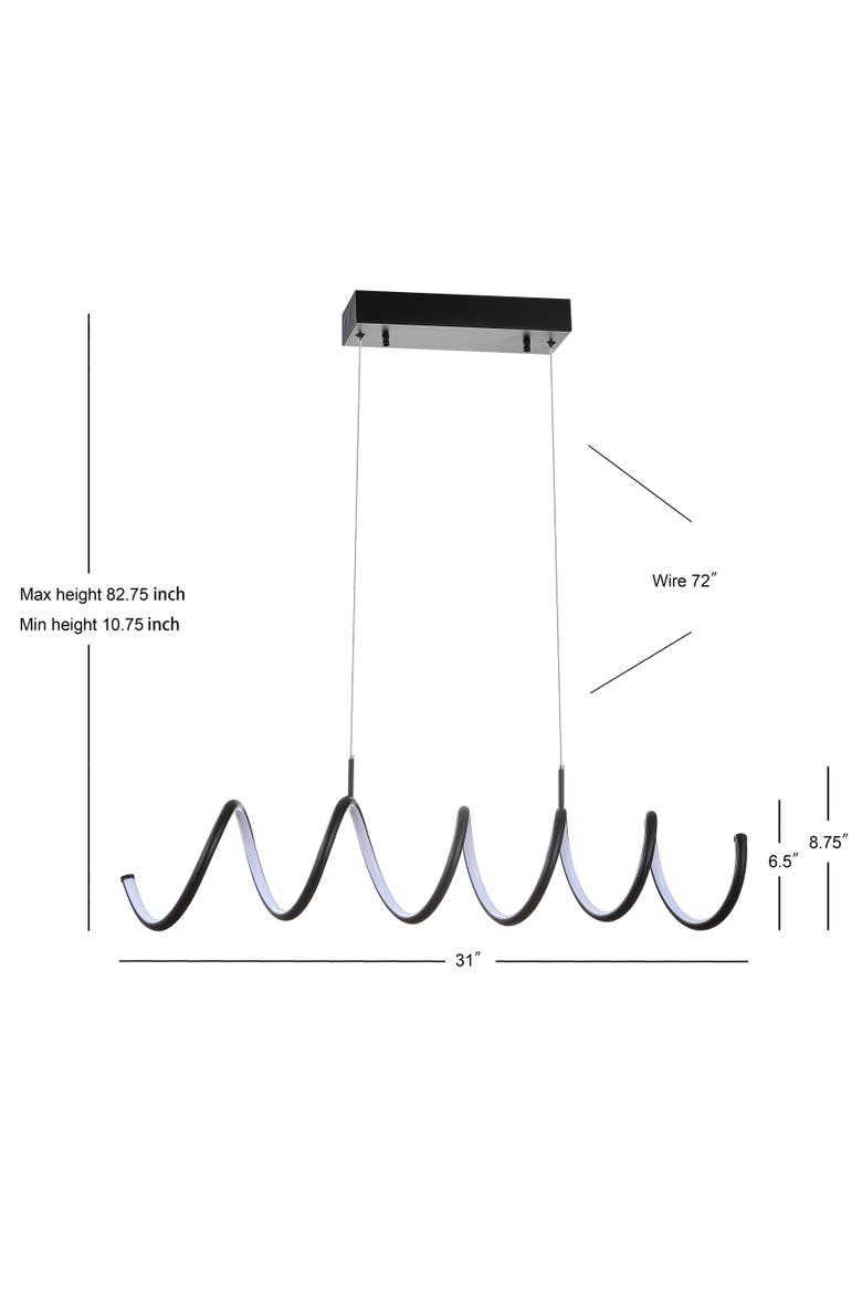 Ali Dimmable Adjustable Integrated LED Metal Linear Pendant, Alternate, color, Black