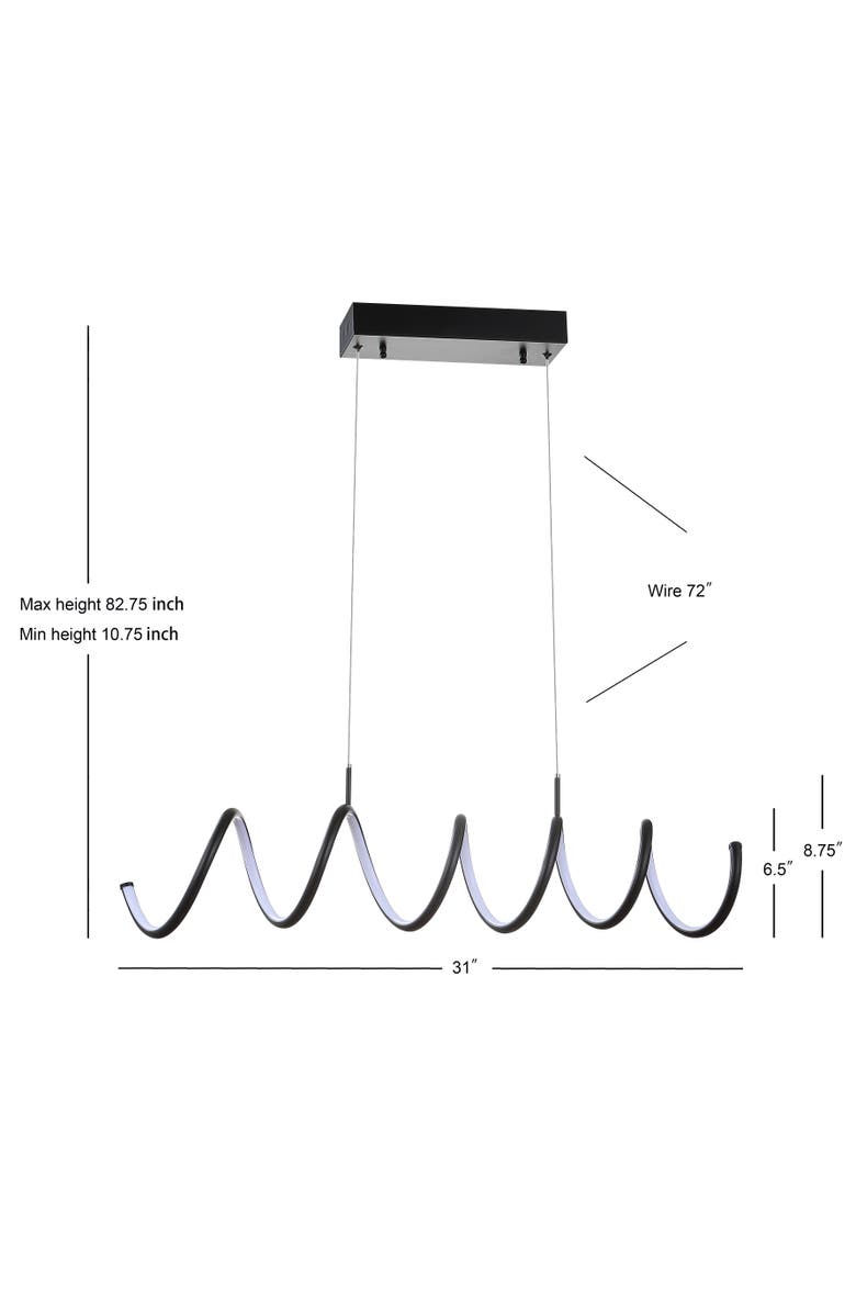 JONATHAN Y Ali Dimmable Adjustable Integrated LED Metal Linear Pendant, Alternate, color, Black