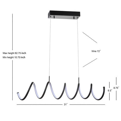 Jonathan Y Ali Dimmable Adjustable Integrated Led Metal Linear Pendant In Black