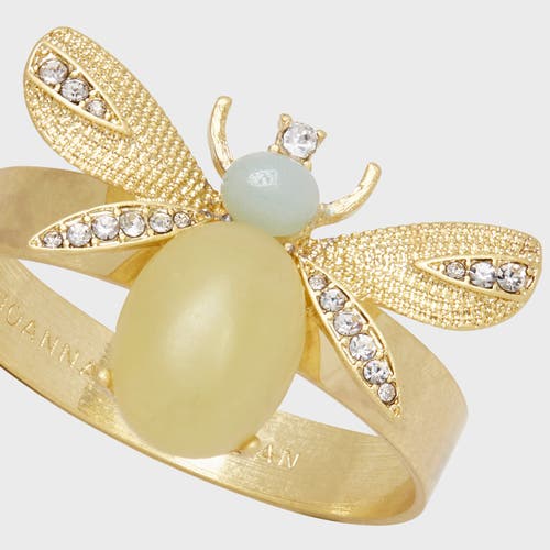 Joanna Buchanan Etched Wing Bug Skinny Lemon Jasper Napkin Rings, Set Of 4 In Gold