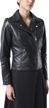 Velez Biker Leather Jacket With Epaulets