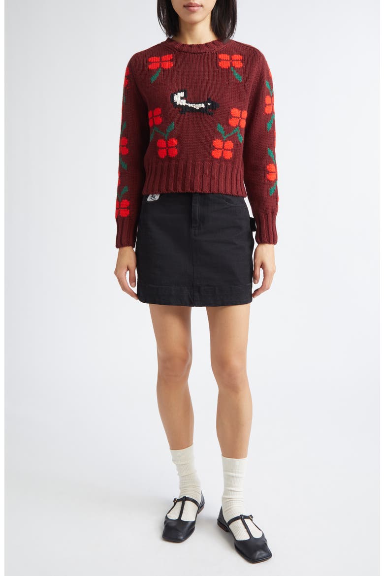 Skunk Royal Alpaca Sweater, Alternate, color, MAROON