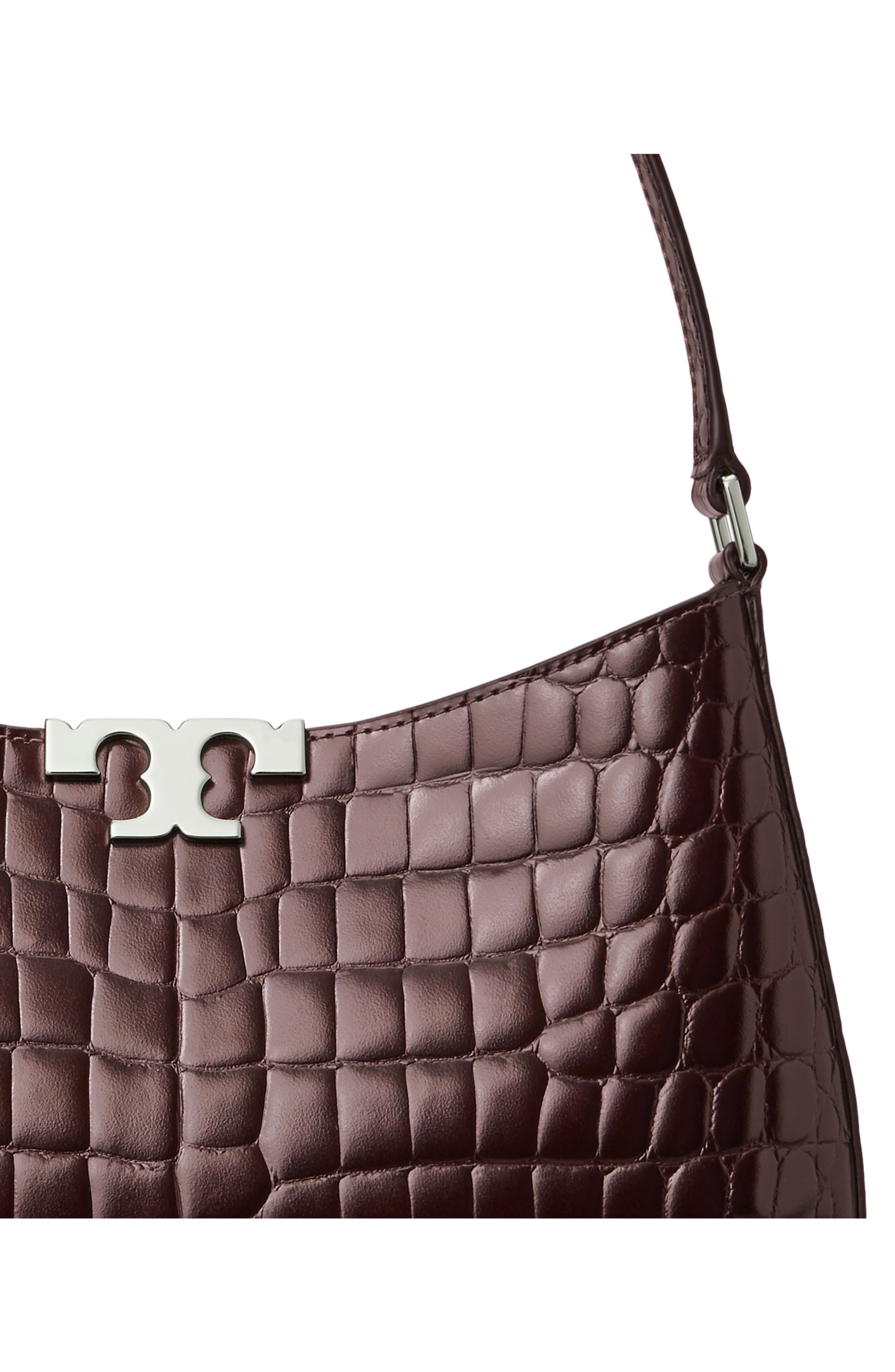 Slim Eleanor Croc Embossed Leather Shoulder Bag, Alternate, color, ALBAROSSA