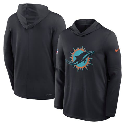 Men's Nike Pitch Blue Miami Dolphins 2025 Rivalries Collection Sideline Dri-FIT Long Sleeve Hoodie T-Shirt
