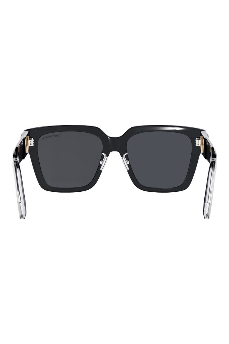 CD Diamond S3F 55mm Square Sunglasses, Alternate, color, SHINY BLACK / SMOKE
