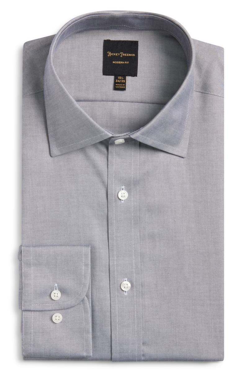 Hickey Freeman Modern Fit Pima Cotton Dress Shirt, Main, color, Light Grey