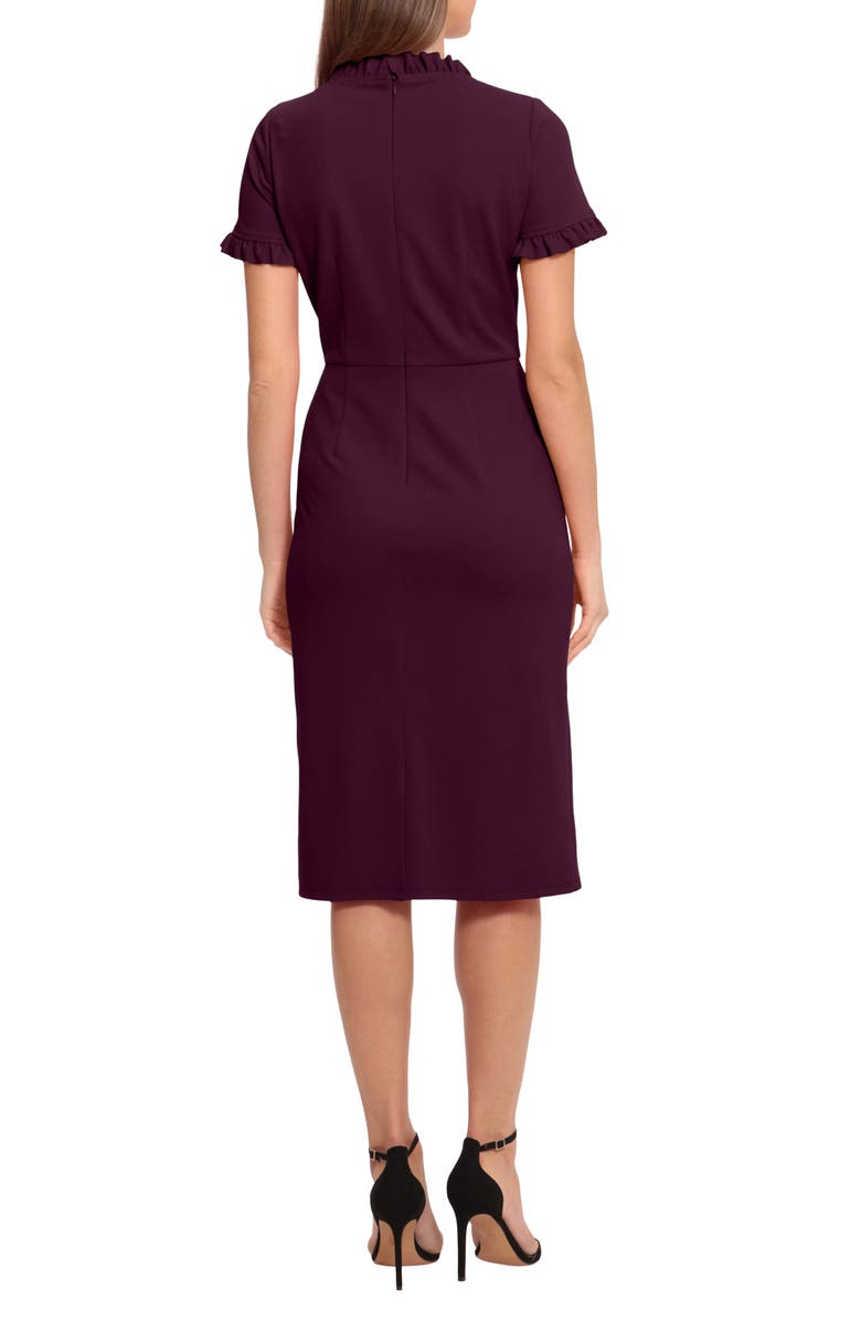 Maggy London Ruffle Sheath Dress, Alternate, color, Luxe Plum