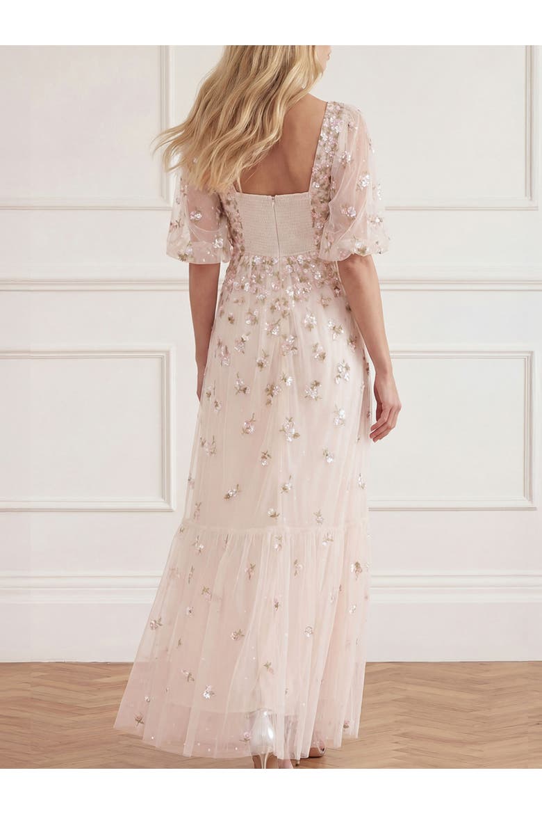Meadow Ditsy Sweetheart Ankle Gown, Alternate, color, Cream/Peach