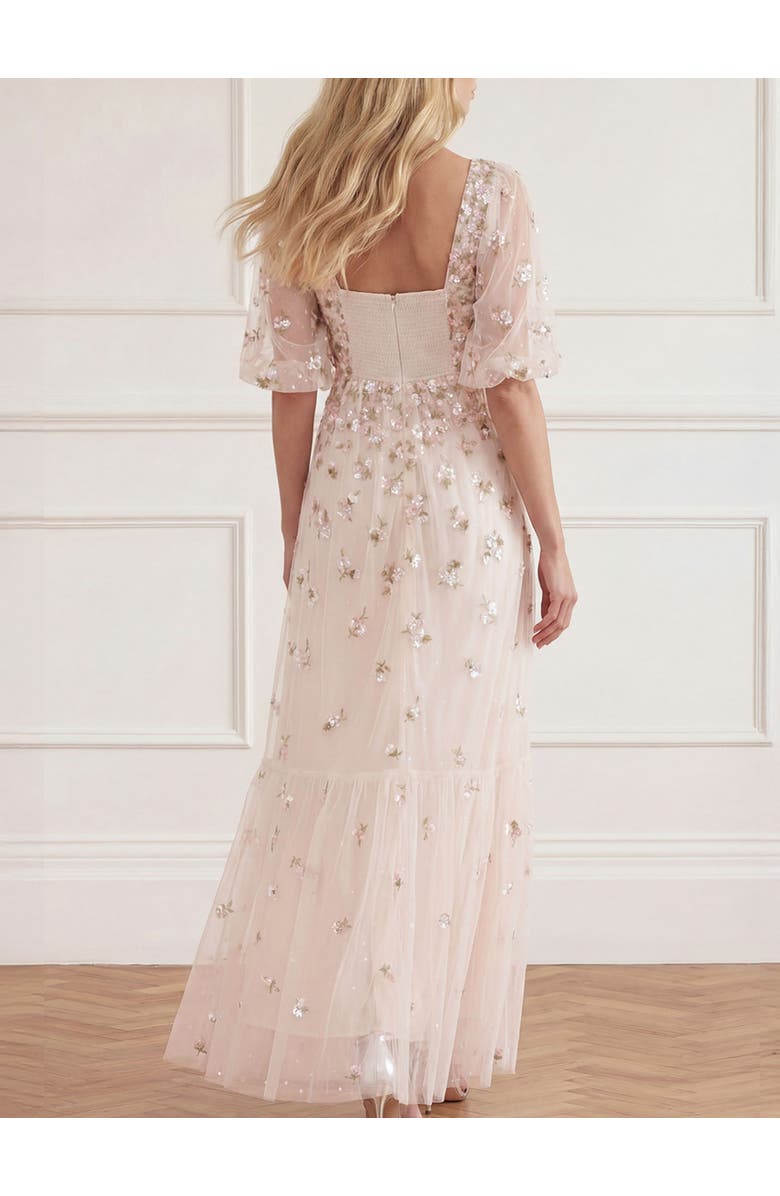 Needle & Thread Meadow Ditsy Sweetheart Ankle Gown, Alternate, color, Cream/Peach