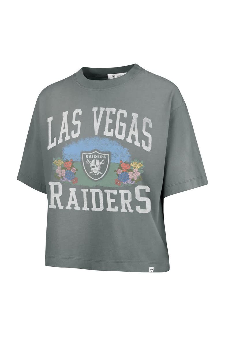 Women's '47  Gray Las Vegas Raiders Florentina Montauk Cropped T-Shirt, Alternate, color, Gray