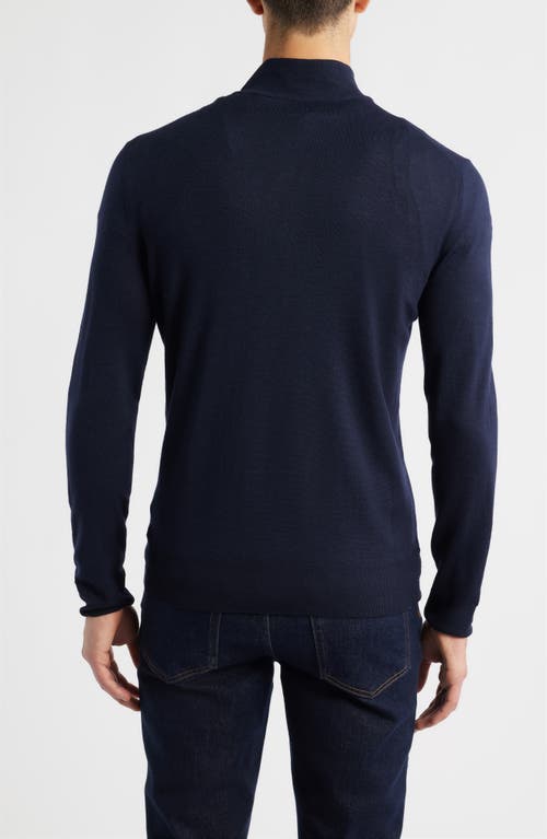 Canali Quarter Zip Wool Blend Sweater In Blue