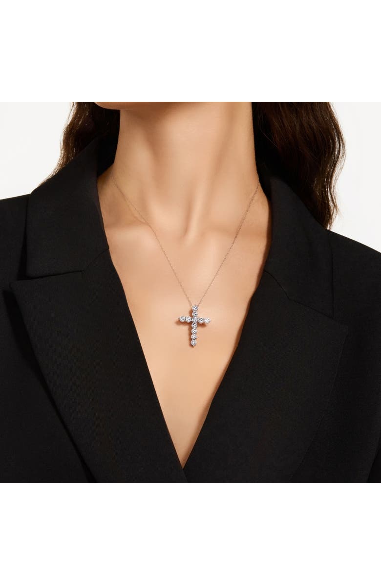 Bliss Diamond 3 Ct Diamond Cross Pendant 14k Gold Necklace Lab Grown, Alternate, color, 14K White Gold