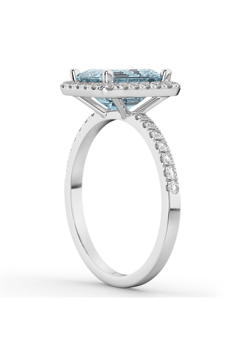 Lab Aquamarine & Lab Diamond Engagement Ring 14k, Alternate, color, 3.32ct/White Gold