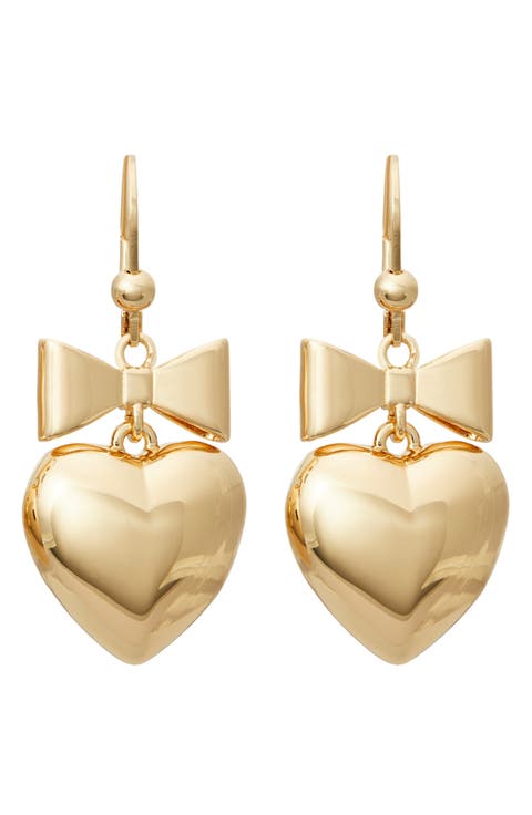 Heart & Bow Drop Earrings