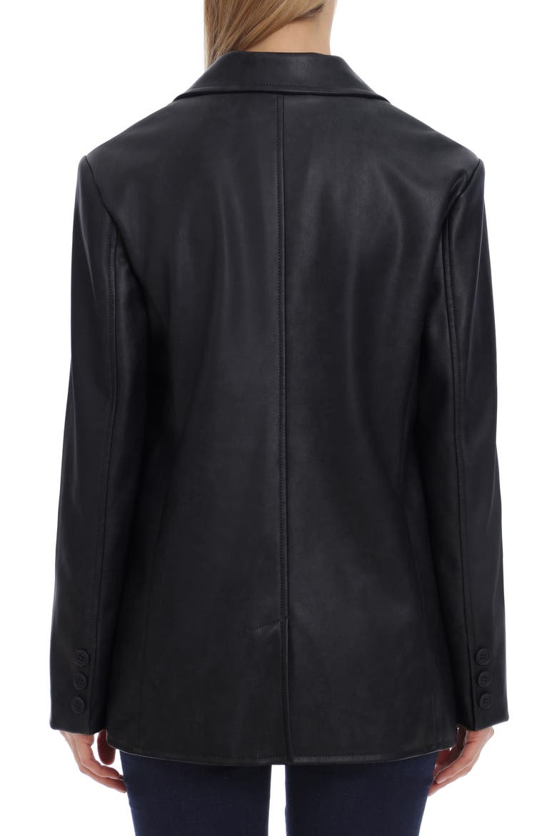 Washed Faux Leather Blazer, Alternate, color, BLACK