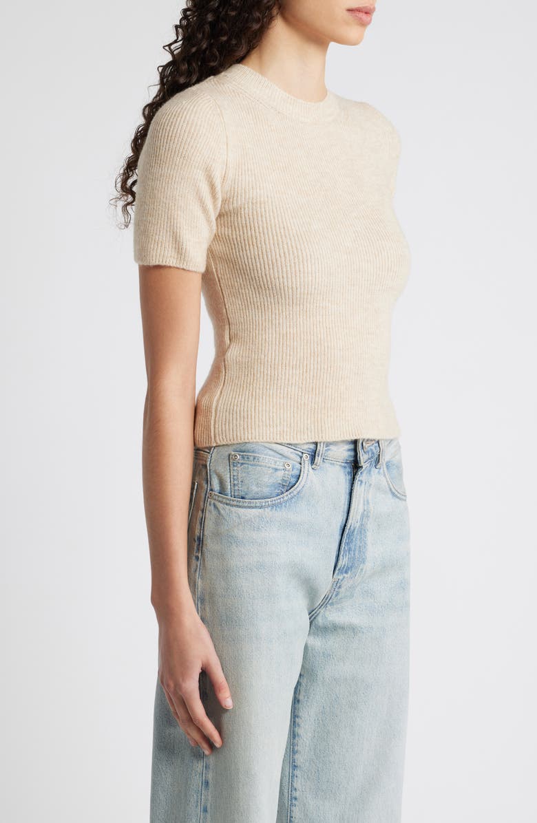 MANGO Short Sleeve Rib Sweater, Alternate, color,