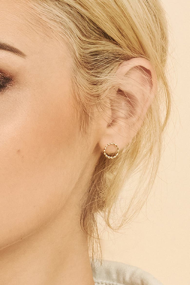 14K Gold Caesar Stud Earrings, Alternate, color, Yellow Gold