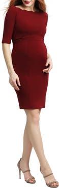 Kimi and Kai Kendall Scallop Trim Body-Con Maternity Dress