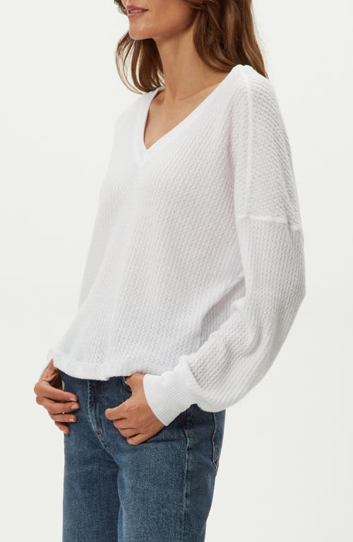 Michael Stars Salma Waffle Stitch V-neck Knit Top In White