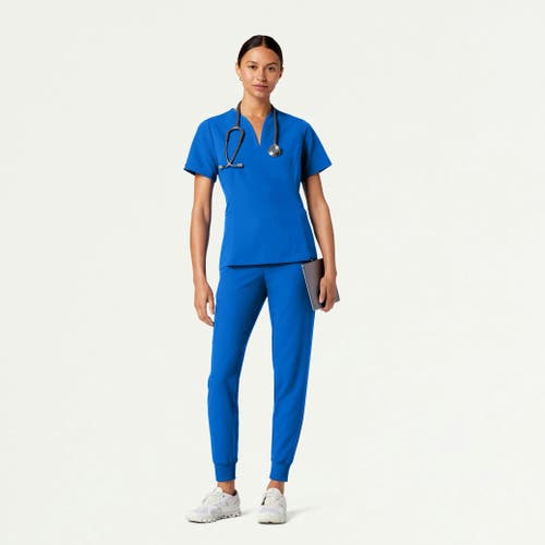 Jaanuu 2-pocket Tailored V-neck Scrub Top In Blue