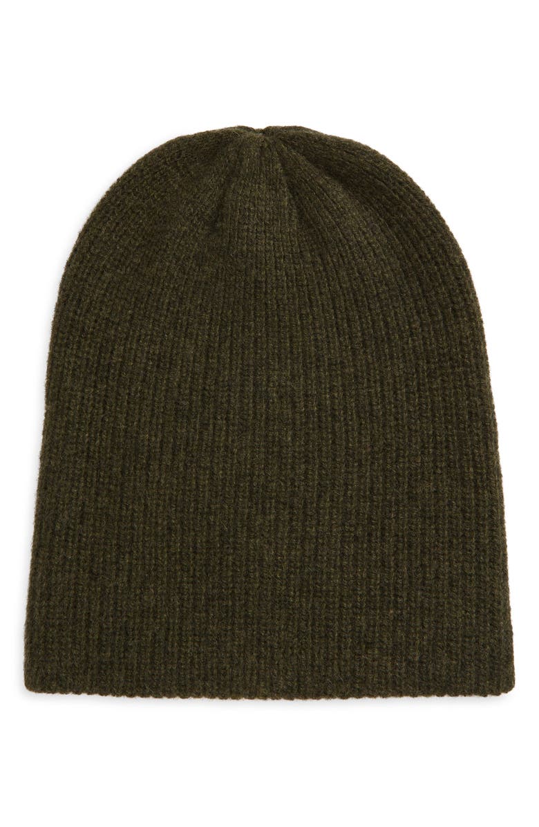The Elder Statesman Rib Cashmere Watchman Cap, Main, color, 303 New Olive